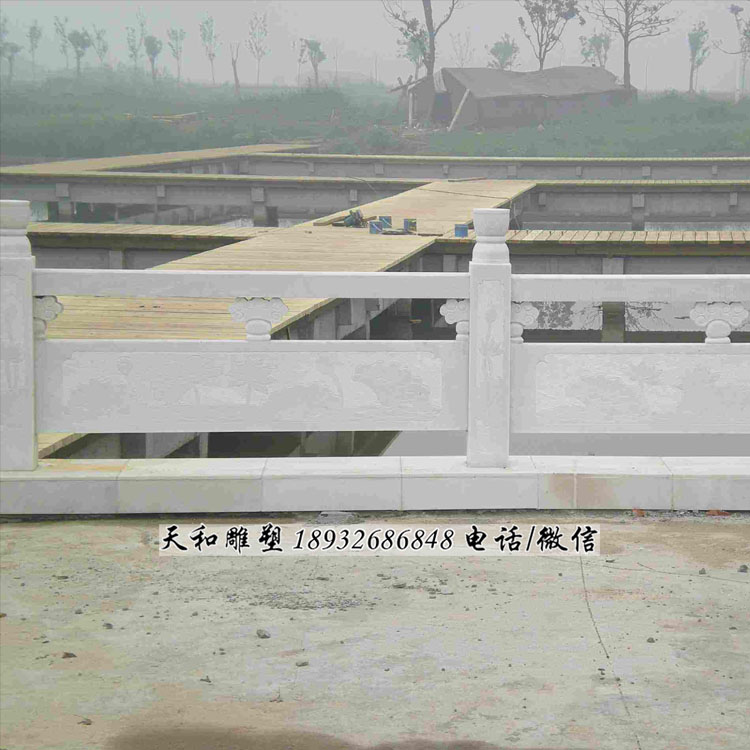 河北曲阳汉白玉石雕栏杆雕刻厂家 河道石雕栏杆价格 石栏杆设计加工